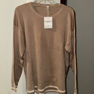 Amazon Women's Beige Crew Neck Sweater and Pants